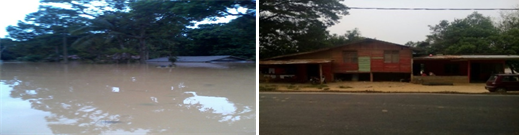 Picture of the subject’s house during and after the flood.